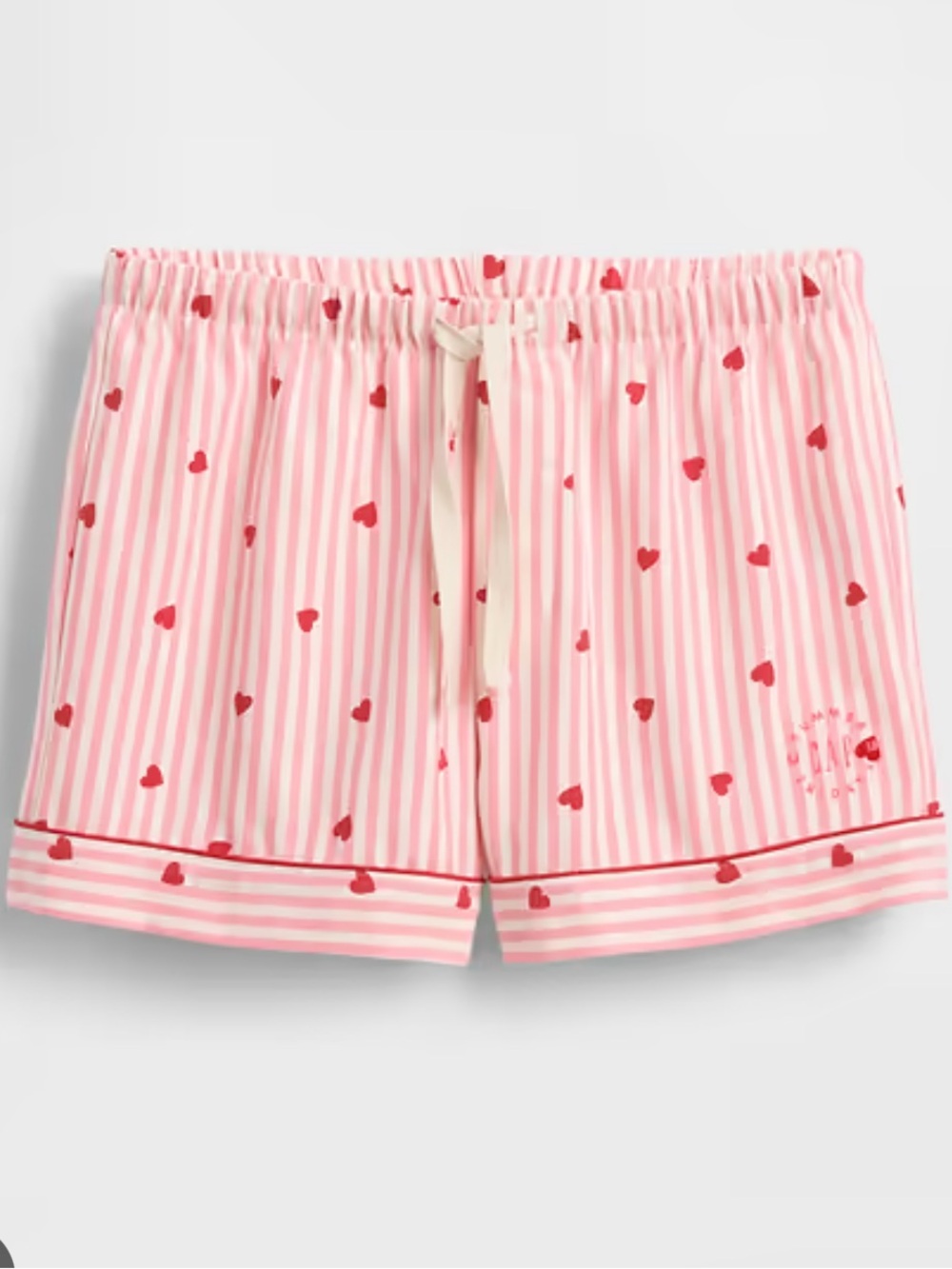 Summer Fridays x GAP flannel pink stripe hearts pajama bottoms shorts S